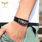 Romantic LOVE Bracelets for Couple Men Women Stainless Steel Cuff Bangle