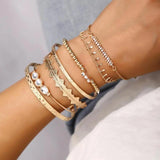 Crystal Geometric Bangles Set Multilayer Adjustable Women Jewelry