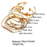 Crystal Geometric Bangles Set Multilayer Adjustable Women Jewelry