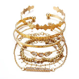 Crystal Geometric Bangles Set Multilayer Adjustable Women Jewelry