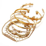 Crystal Geometric Bangles Set Multilayer Adjustable Women Jewelry