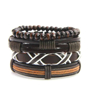 Vintage Leather Bracelet Set For Men Women Wrap Charm Jewelry