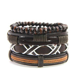 Vintage Leather Bracelet Set For Men Women Wrap Charm Jewelry