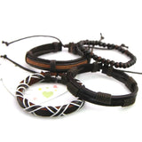Vintage Leather Bracelet Set For Men Women Wrap Charm Jewelry
