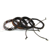 Vintage Leather Bracelet Set For Men Women Wrap Charm Jewelry
