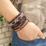 Vintage Leather Bracelet Set For Men Women Wrap Charm Jewelry