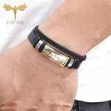 Men's Leather Bangle Irregular Line Pattern Bracelet