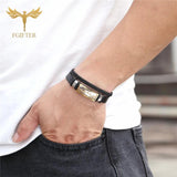 Men's Leather Bangle Irregular Line Pattern Bracelet