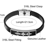 Geometric Leather Bracelets Bangles For Men Women Stainless Steel Charm