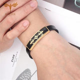 Geometric Leather Bracelets Bangles For Men Women Stainless Steel Charm