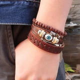 Leather Men's Bracelet Charm Wrap Women Bangles Jewelry