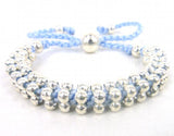 Adjustable Weave Ladies Friendship Bracelet with Silver Beads
