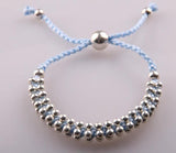 Adjustable Weave Ladies Friendship Bracelet with Silver Beads