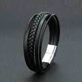 Men's Punk Leather Wristband Clasp Bracelet