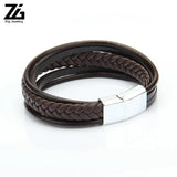 Men's Punk Leather Wristband Clasp Bracelet