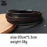 Men's Punk Leather Wristband Clasp Bracelet