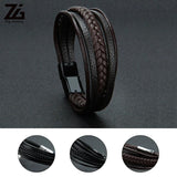 Men's Punk Leather Wristband Clasp Bracelet