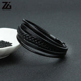 Men's Punk Leather Wristband Clasp Bracelet