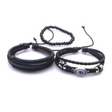 Vintage Owl Leaf Leather Charm Bracelets Set Men Women Wristbands Jewelry