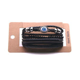 Vintage Owl Leaf Leather Charm Bracelets Set Men Women Wristbands Jewelry