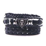 Vintage Owl Leaf Leather Charm Bracelets Set Men Women Wristbands Jewelry