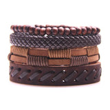 Braided Wrap Leather Bracelets with Wooden Beads