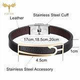 Nautical Anchor Fish Hook Leather Bracelet Stainless Steel Cuff