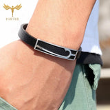 Nautical Anchor Fish Hook Leather Bracelet Stainless Steel Cuff