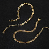 18K Plated Brass Bracelet Leaf Beans Paperclip Chain Adjustable Cuff Wristband