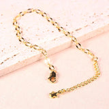 18K Plated Brass Bracelet Leaf Beans Paperclip Chain Adjustable Cuff Wristband