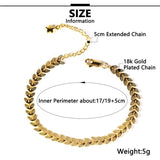 18K Plated Brass Bracelet Leaf Beans Paperclip Chain Adjustable Cuff Wristband