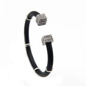 Square Rhinestone Bracelet Leather Bangle Girls Gift