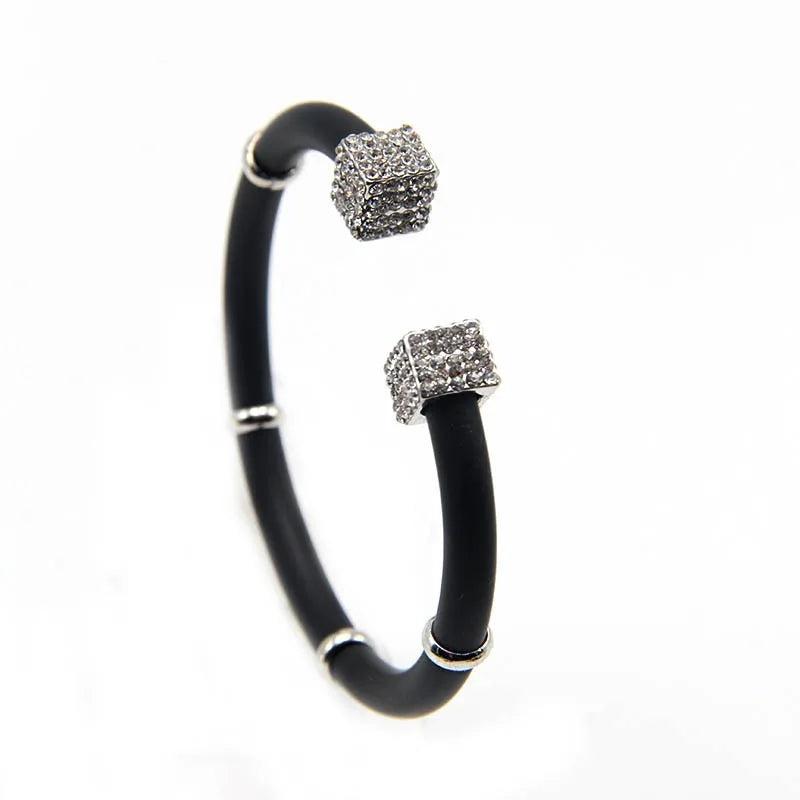 Square Rhinestone Bracelet Leather Bangle Girls Gift