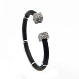 Square Rhinestone Bracelet Leather Bangle Girls Gift