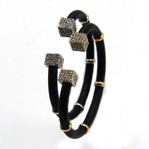Square Rhinestone Bracelet Leather Bangle Girls Gift