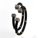 Square Rhinestone Bracelet Leather Bangle Girls Gift