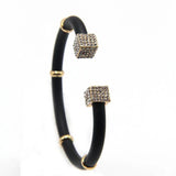 Square Rhinestone Bracelet Leather Bangle Girls Gift