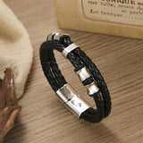 Vintage Weave Double Layer Cuff Magnet Bracelet PU Leather Men