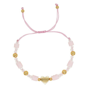 Heart Crystal Beads Bracelet Pink Heishi Friendship Jewelry Y2K