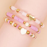 Heart Crystal Beads Bracelet Pink Heishi Friendship Jewelry Y2K