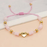 Heart Crystal Beads Bracelet Pink Heishi Friendship Jewelry Y2K