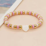 Heart Crystal Beads Bracelet Pink Heishi Friendship Jewelry Y2K