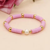 Heart Crystal Beads Bracelet Pink Heishi Friendship Jewelry Y2K