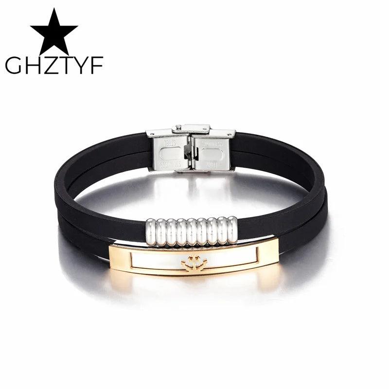 Sport Anchor Bracelets Silicone Stainless Steel Wristband Men Women
