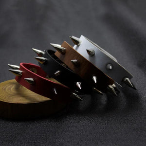 Cone Stud Spikes Rivet Leather Biker Wristband Cuff Bracelet