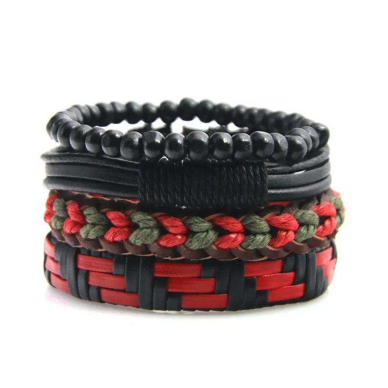 Adjustable Leather Bracelets For Men Multilayer Braided Bangle Charm Jewelry
