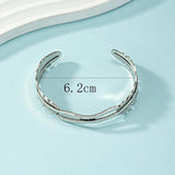 Antique Silver Leaf Feather Open Cuff Bangle Bracelet Women Party Jewelry