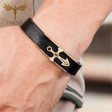 Stainless Steel Leather Bracelet Cross Charms Wristband