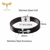 Stainless Steel Leather Bracelet Cross Charms Wristband