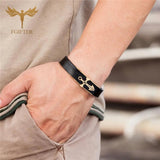 Stainless Steel Leather Bracelet Cross Charms Wristband